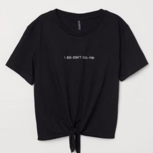 Black H&M 1-800-dont-call-him Tie Front Shirt